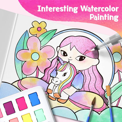 Paint with Water Unicorn Coloring Books for Toddlers,Water Color Paint Set for Teens, Arts and Crafts for Girls Boys Ages 3 4 5 6 7 8+, Birthday Christmas Gift,Travel Toys