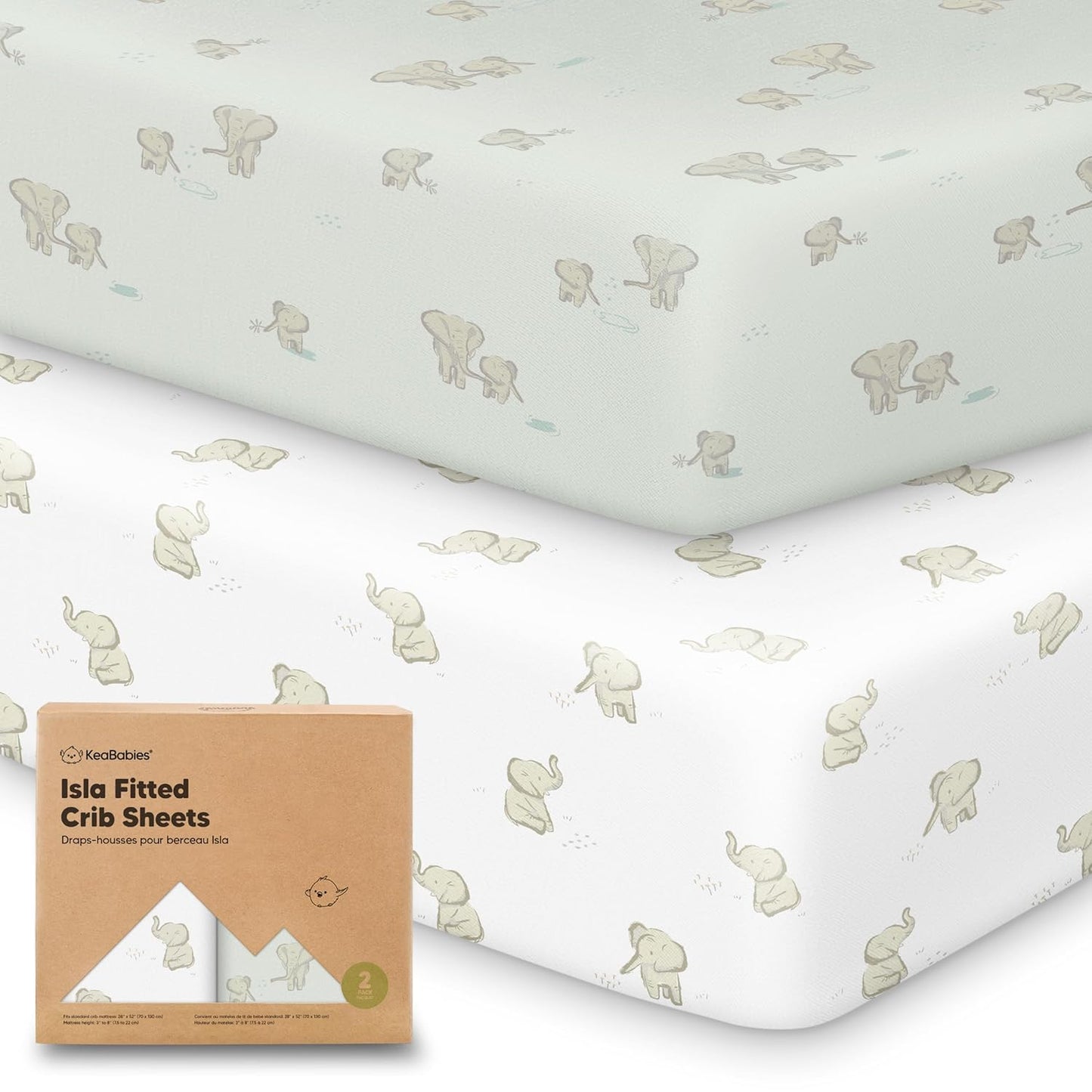 KeaBabies 2-Pack Baby Crib Sheets for Boys, Girls - 52x28 Viscose Derived from Bamboo Toddler Bed