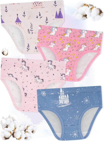 Girls' Underwear,Soft Cotton Tagless Panties for Toddlers' & Little Kids Comfort,Breathable Briefs,8-Pack