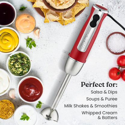 Zulay Immersion Stick Mixer Hand Blender - 800 Watts, Turbo Mode, 5-ft Power Electric Cord