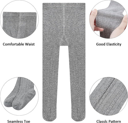 Looching Pack of 5 Toddler Baby Girls Leggings Tights Cotton Cable Knit Stocking Pants Pantyhose for 1-12T