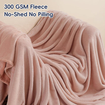 PHF Ultra Soft Fleece Blanket Queen Size, No Shed No Pilling Luxury Plush Cozy 300GSM Lightweight