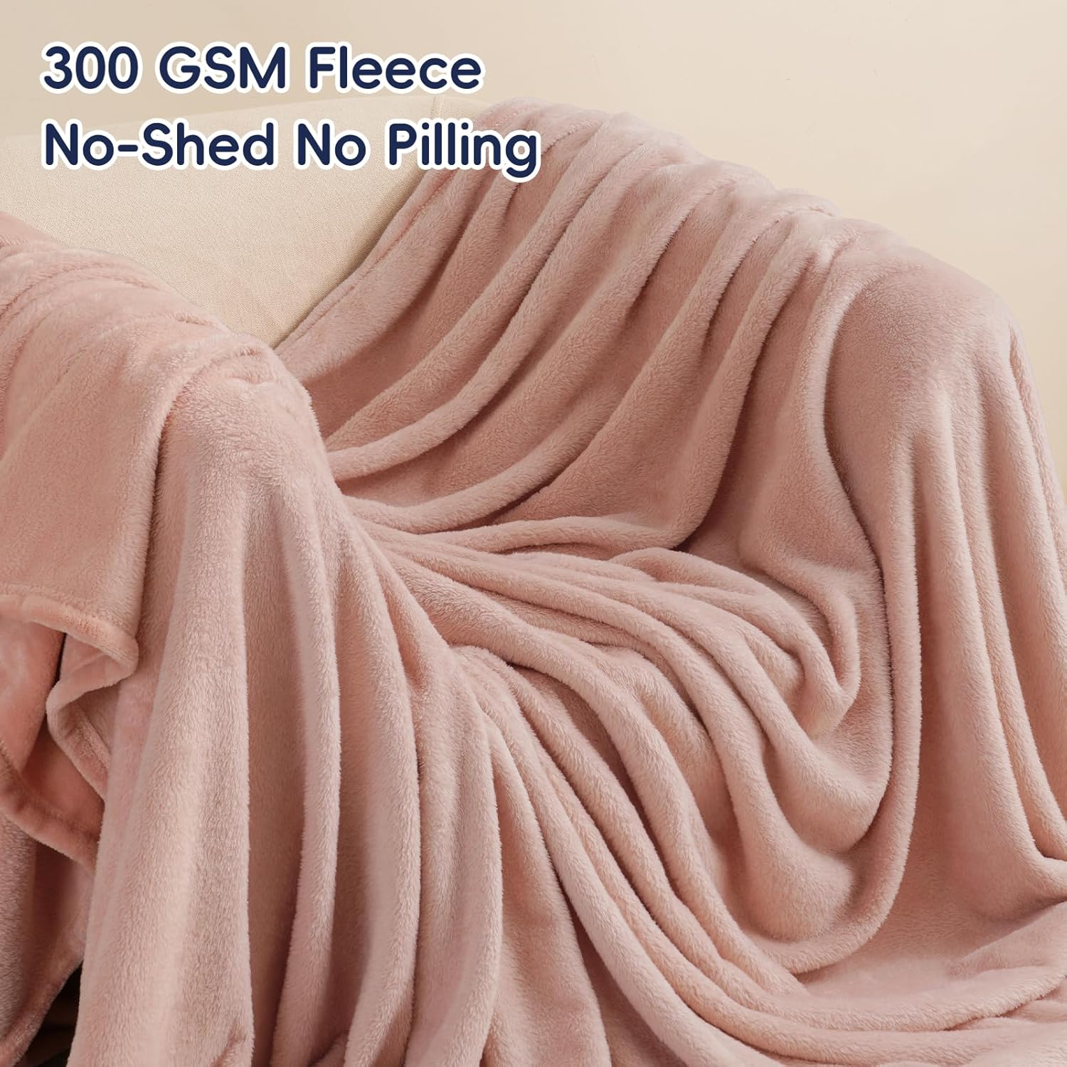 PHF Ultra Soft Fleece Blanket Twin Size, No Shed No Pilling Luxury Plush Cozy 300GSM Lightweight