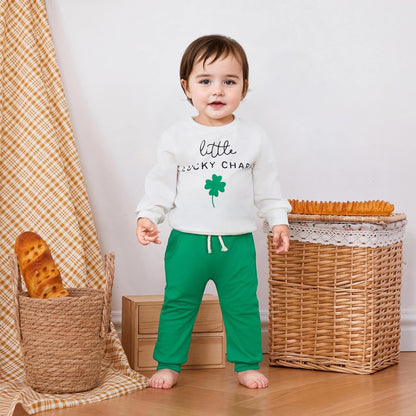 Kupretty Toddler Baby Boy Fall Winter Clothes Color Block Long Sleeve Sweatshirt Pullover Tops + Joggers Pants Outfit Set