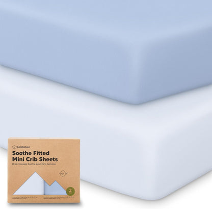2-Pack Mini Crib Sheets Fitted - 38x26 Pack N Play Sheets for Pack and Play Mattress, Organic