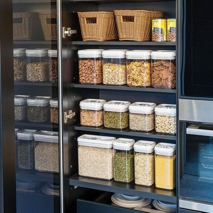 Felli Flip Tite Food Storage Container 5" LARGE 5pk Set + No Residue Label, Airtight Lid Easy Lock
