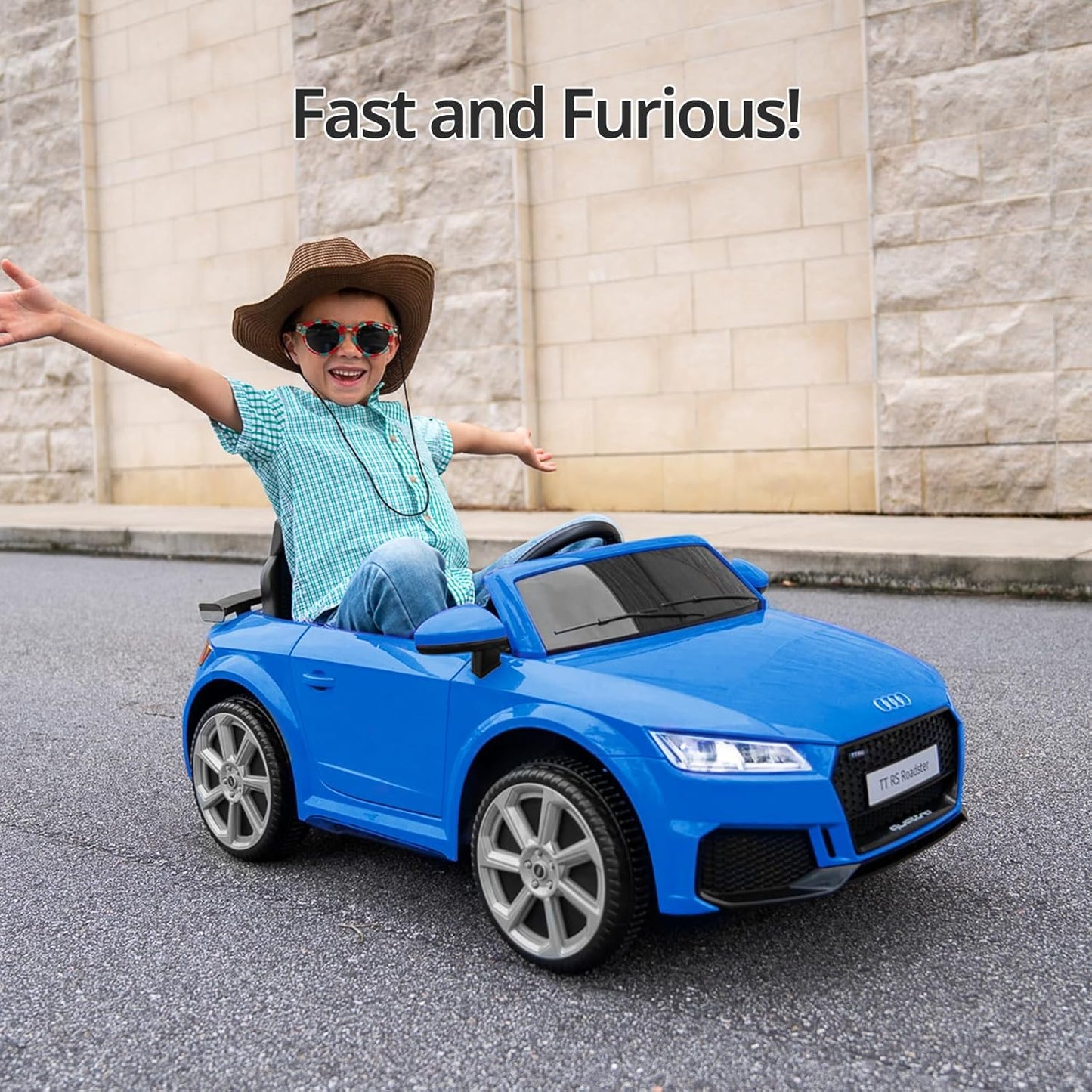 Electric Ride on Car for Kids, Licensed Audi 12V 7Ah Kids Ride-on Toy for Toddlers 3-5 Year Old with Remote, Bluetooth - Dark Blue