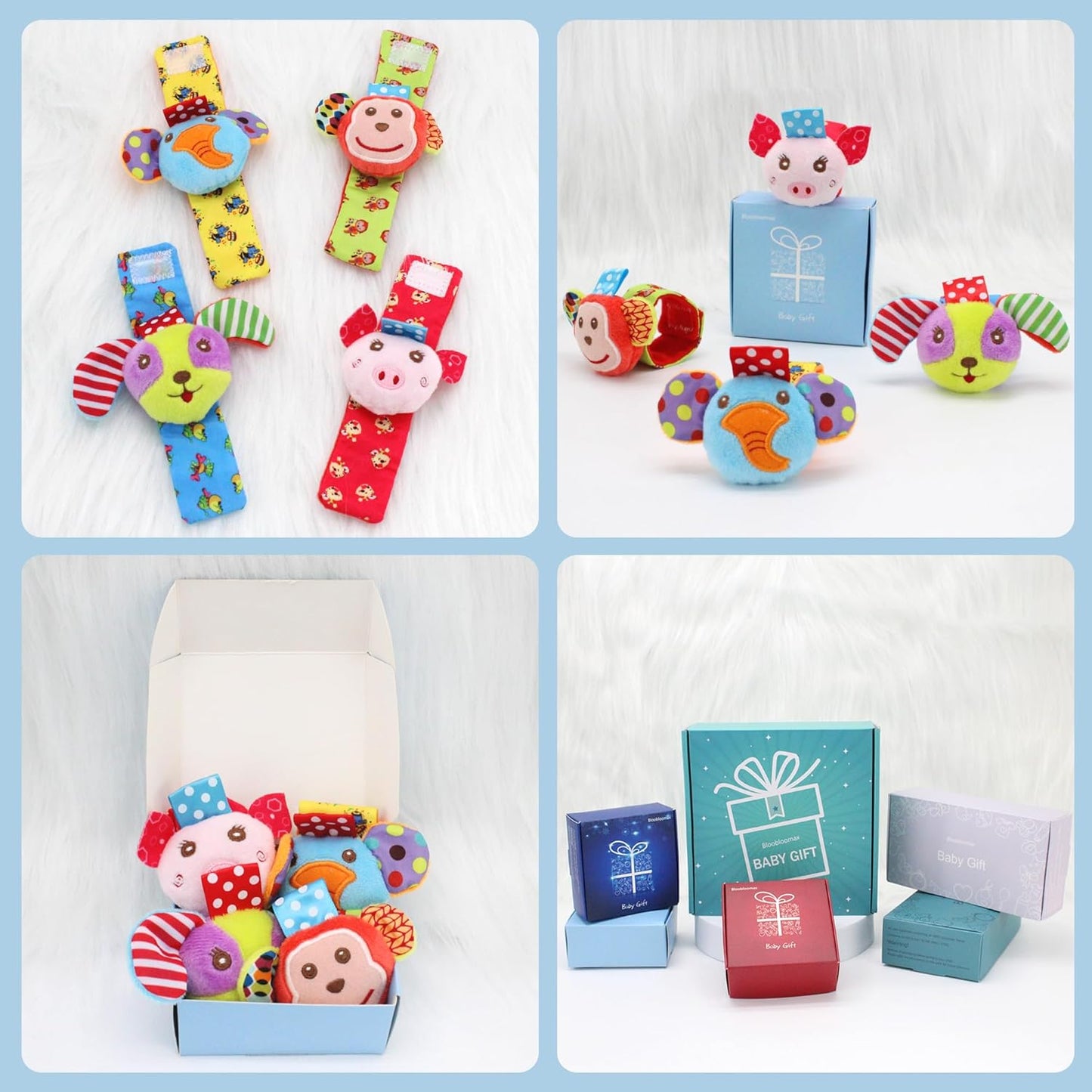 BLOOBLOOMAX Sock rattles for Babies 0-24 Months Baby Animal Foot Finder Educational Toys