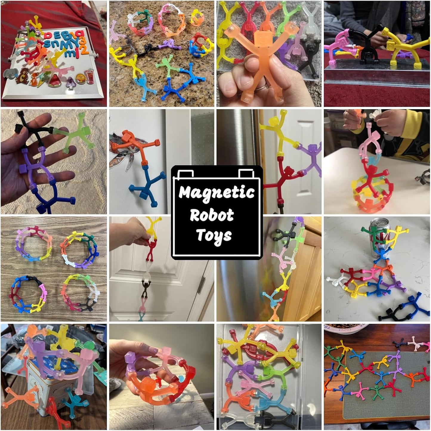 12 PCS Magnetic Travel Toys for Kids, Creative, Portable and Educational, Magnetic-People-Magnet-Men: Cute Robot & Funny Magnets, Small Fidget Toys for Classroom Prizes, Easter Egg Stuffers, Office