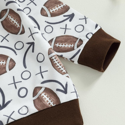 Baby Boy Clothes Fall 6 12 18 24 Months Football Long Sleeve Pullover Tops & Pant Sets Toddler Winter Outfits