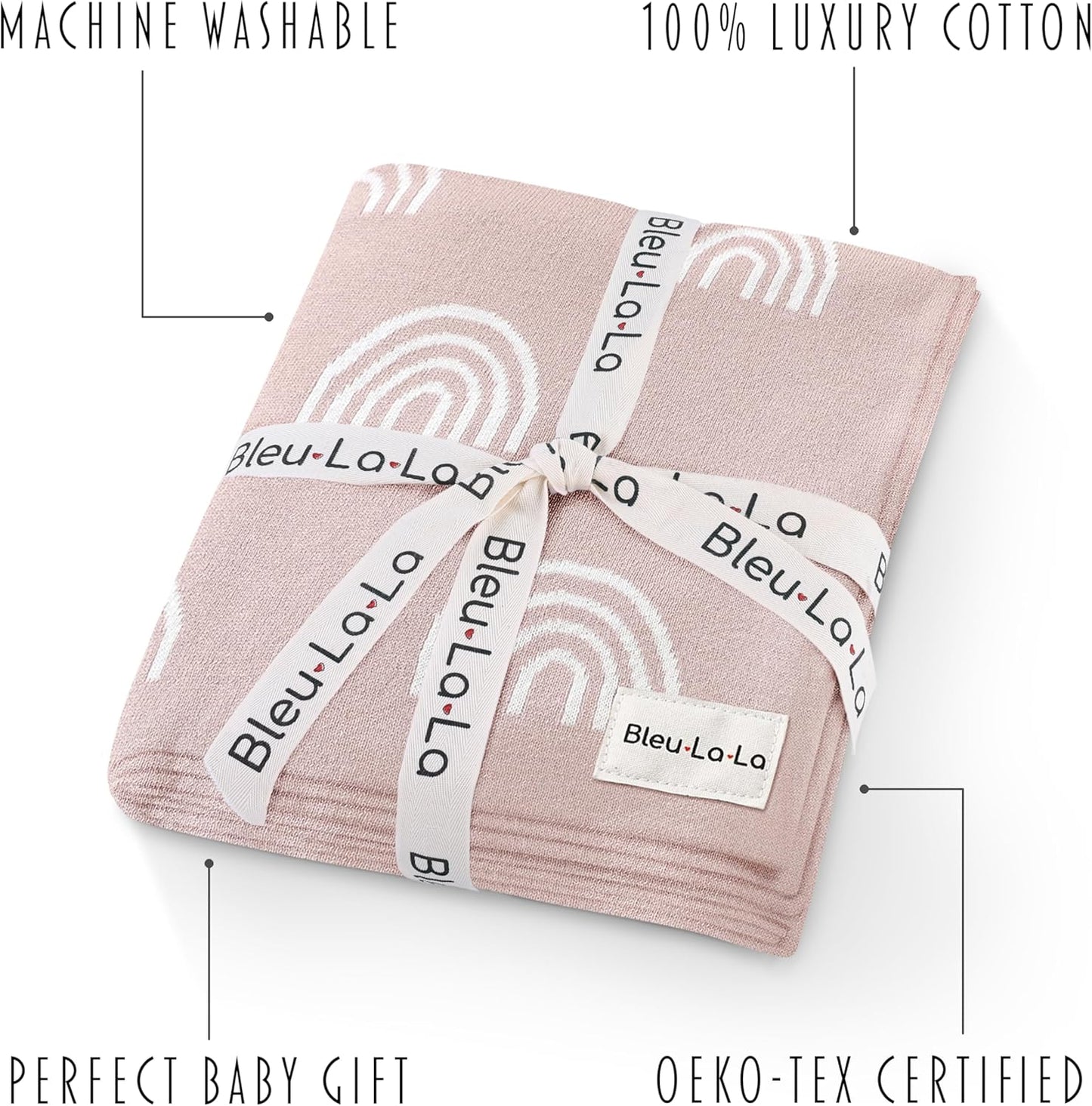 Knit Baby Swaddle Blanket for Girls - 100% Cotton Buttery Soft Cozy Receiving Swaddle Crib Stroller