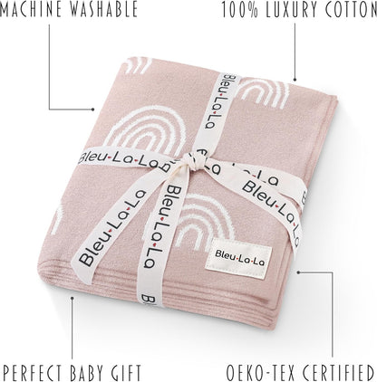 Knit Baby Swaddle Blanket for Girls - 100% Cotton Buttery Soft Cozy Receiving Swaddle Crib Stroller