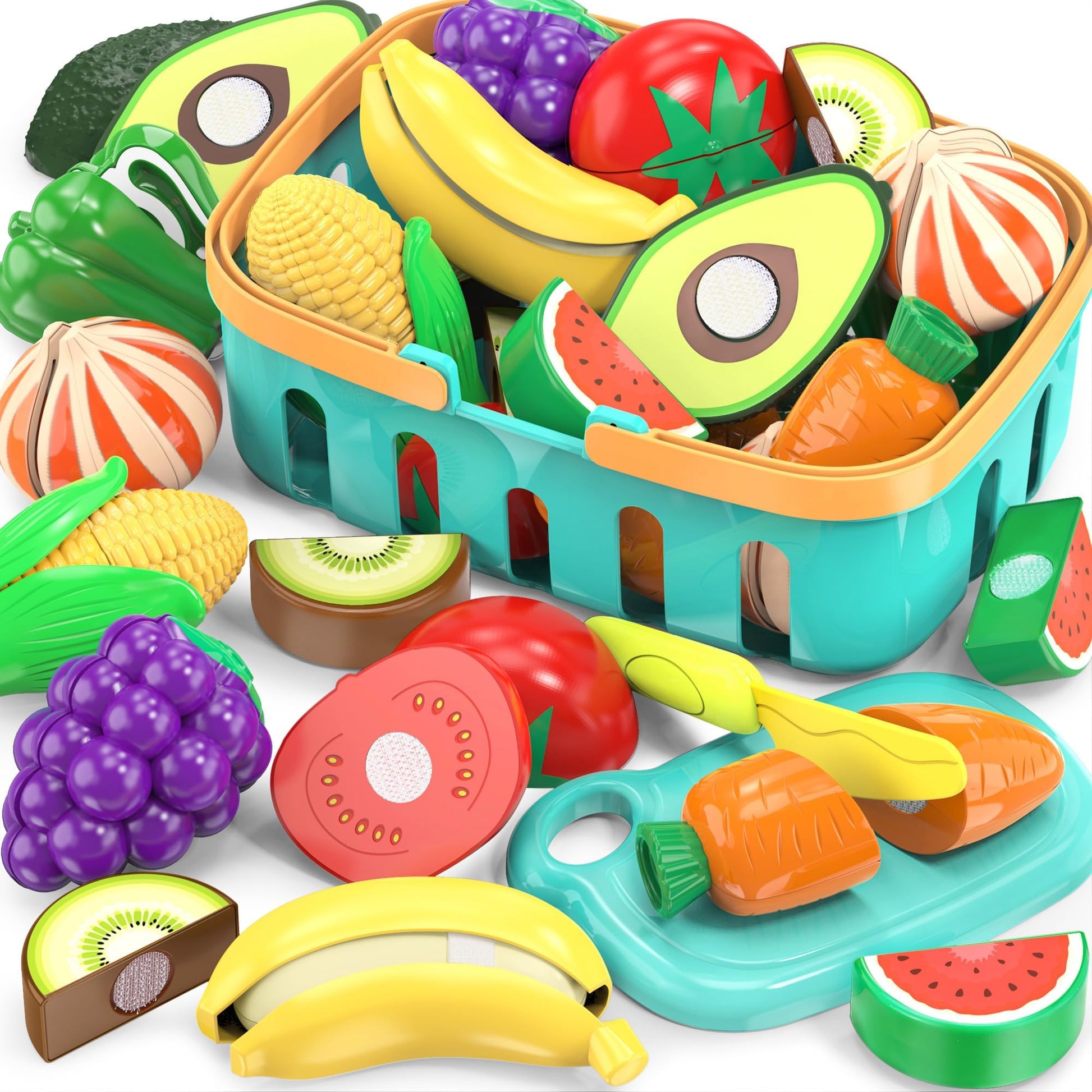 Cutting Play Food Toys for Kid, Pretend Play Kitchen Accessories, Fake Food
