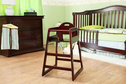 Wooden High Chair for Baby & Toddler – Restaurant-Style Stackable HighChair with Commercial Grade