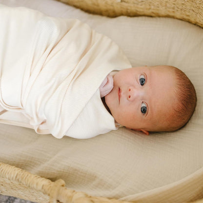 Konssy Knit Baby Blanket 2 Pack, Soft Ribbed Swaddle Receiving Blankets for Boys & Girls
