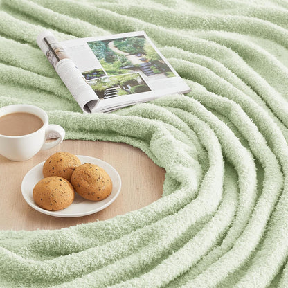 CYMULA Knit Throw Blanket for Mint Green - Super Soft Lightweight Plush Fuzzy Fluffy Cozy Blankets