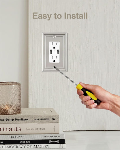 4-Pack Decorator Wall Plate, Satin Nickel Electrical Outlet Cover Plate for Receptacle, Dimmer Switch, GFCI Outlet, Midsize, A035 Series