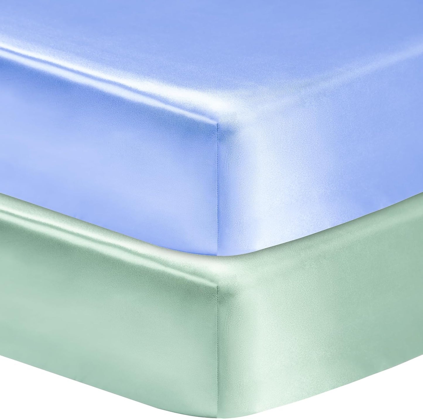 2 Pack Satin Soft Crib Sheet for Baby with Sensitive Hair Silky Baby Mattress Sheet Blue and Green