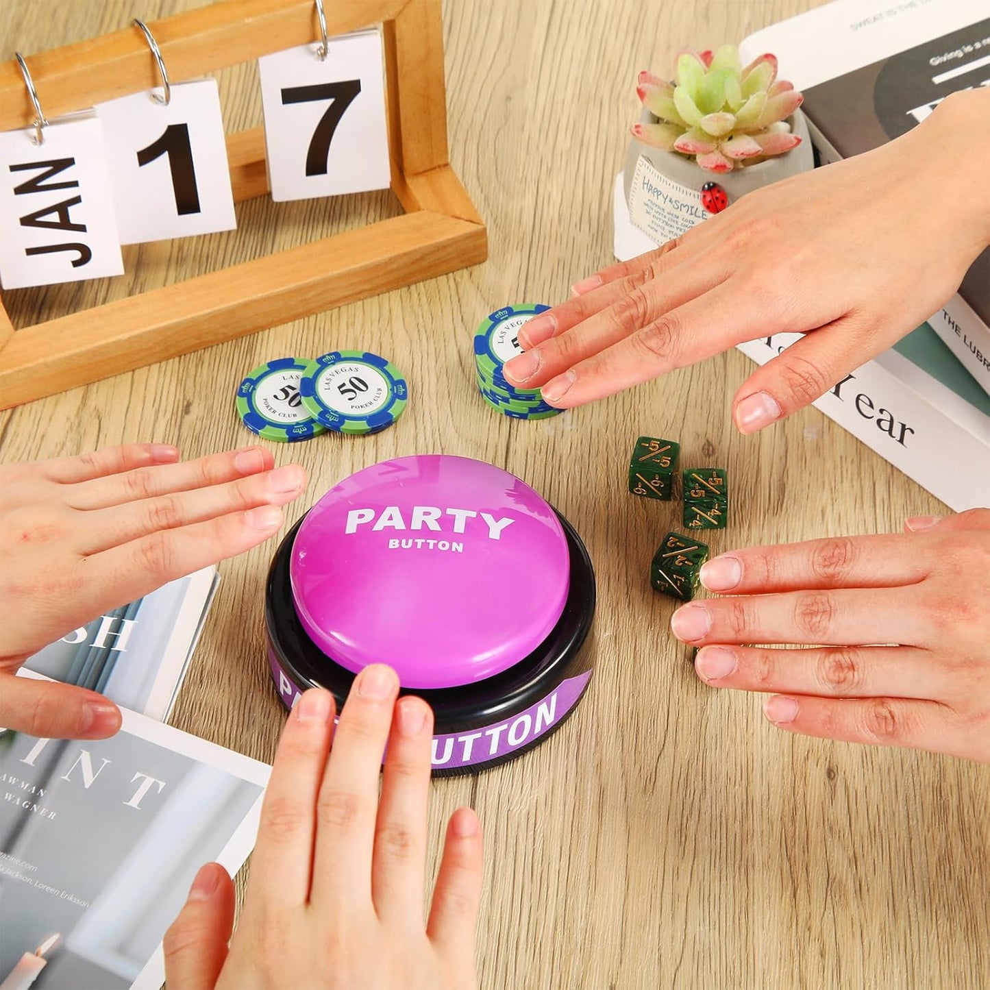 Dance Party Button with Music Sound Button Desk Toys for Office for Adults Classroom Buzzers Novelty Fun Gag Gifts Office Toys Desk Decor Gadget, 4.5 x 4.5 x 1.5 Inch (Purple)