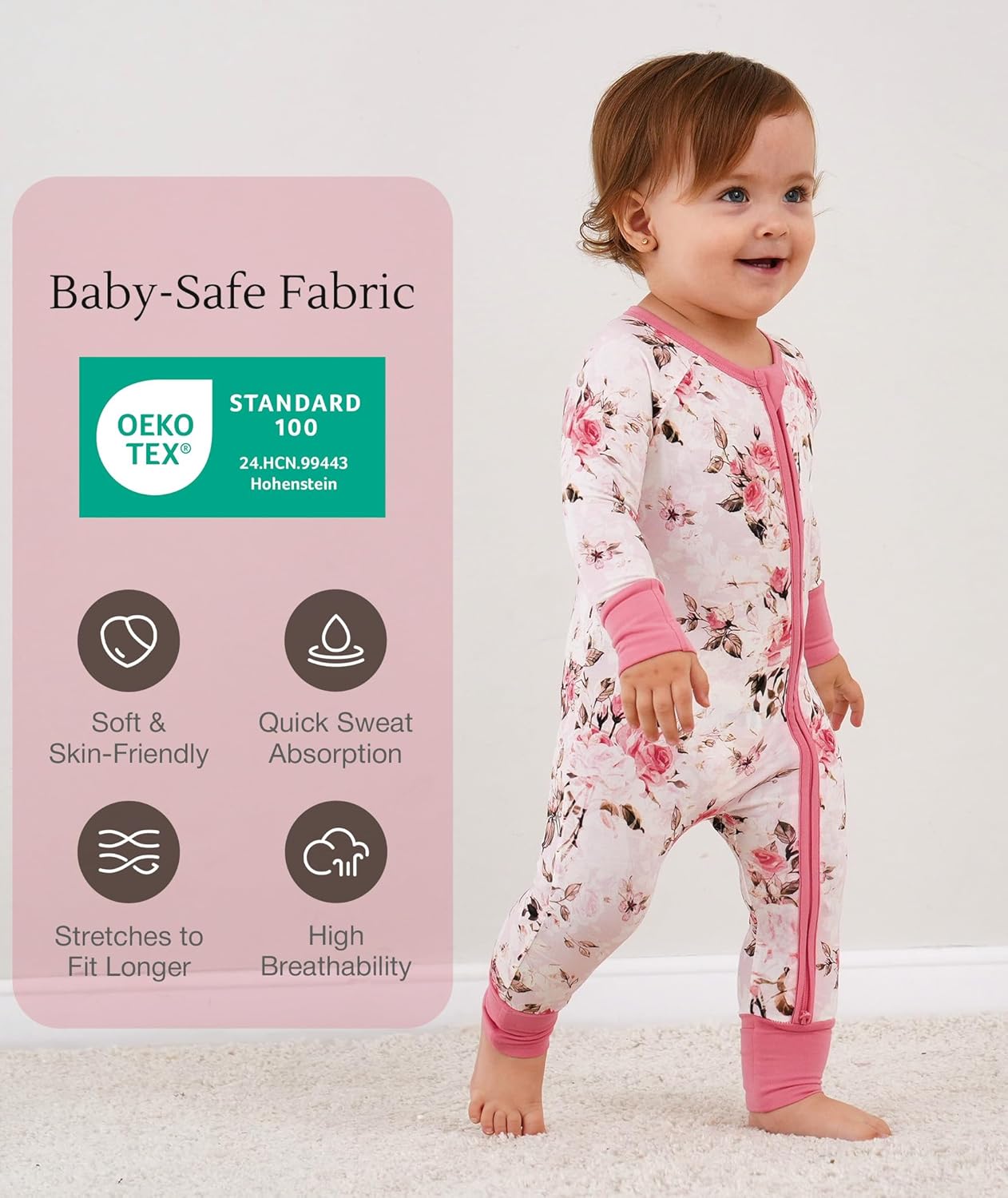 Baby One-Piece Romper Footless Bamboo Viscose Pajamas Sleepers for Baby Boys and Girls