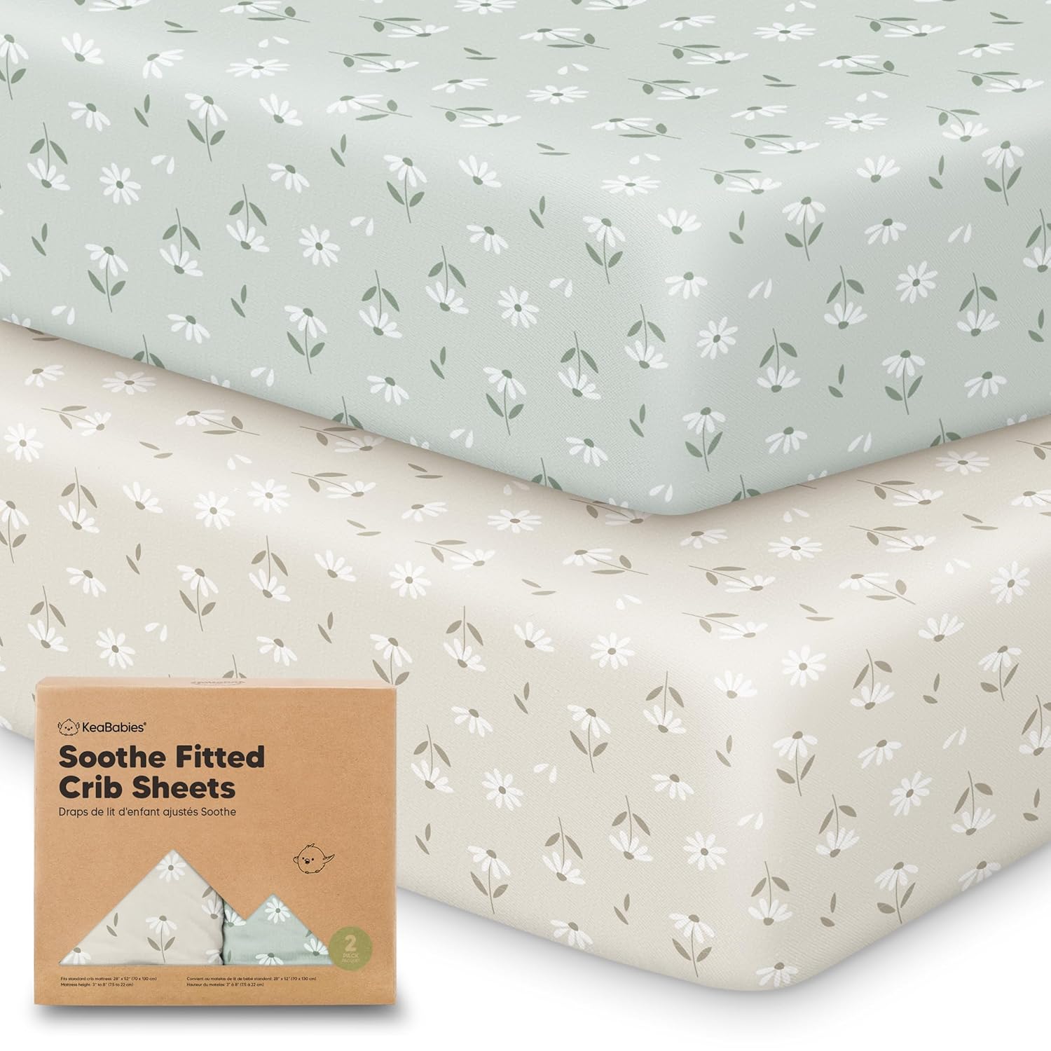 KeaBabies 2-Pack Organic Crib Sheets for Boys, Girls - 52x28 Fitted Crib Mattress Sheet Neutral