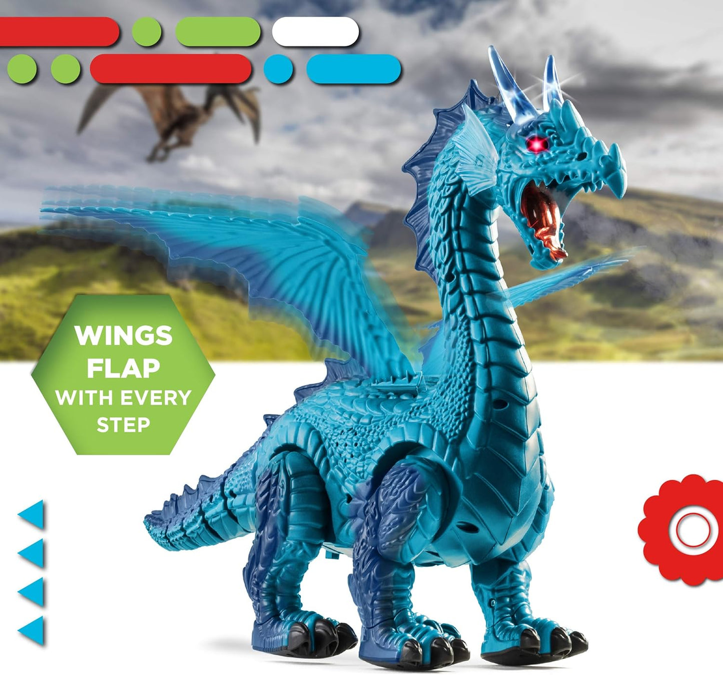 Discovery Kids Siberia, The Frost-Breathing RC Dragon with Smoke Breath, Walking, Wing Flapping & Light Up Large Dinosaur Toy with Realistic Roaring Sounds, Remote Control Toy Dragon