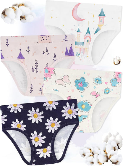 Girls' Underwear,Soft Cotton Tagless Panties for Toddlers' & Little Kids' Comfort,Breathable Briefs,8-Pack