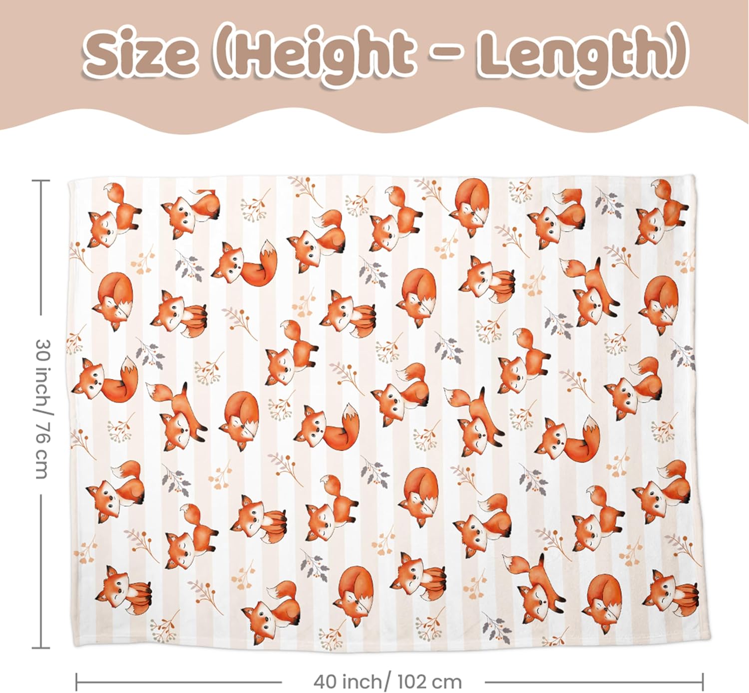 SANDJEST Fox Kid Blankets for Girl Boy - 30 x 40 Minky Blanket with Double Layer Dotted Backing
