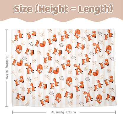 SANDJEST Fox Kid Blankets for Girl Boy - 30 x 40 Minky Blanket with Double Layer Dotted Backing