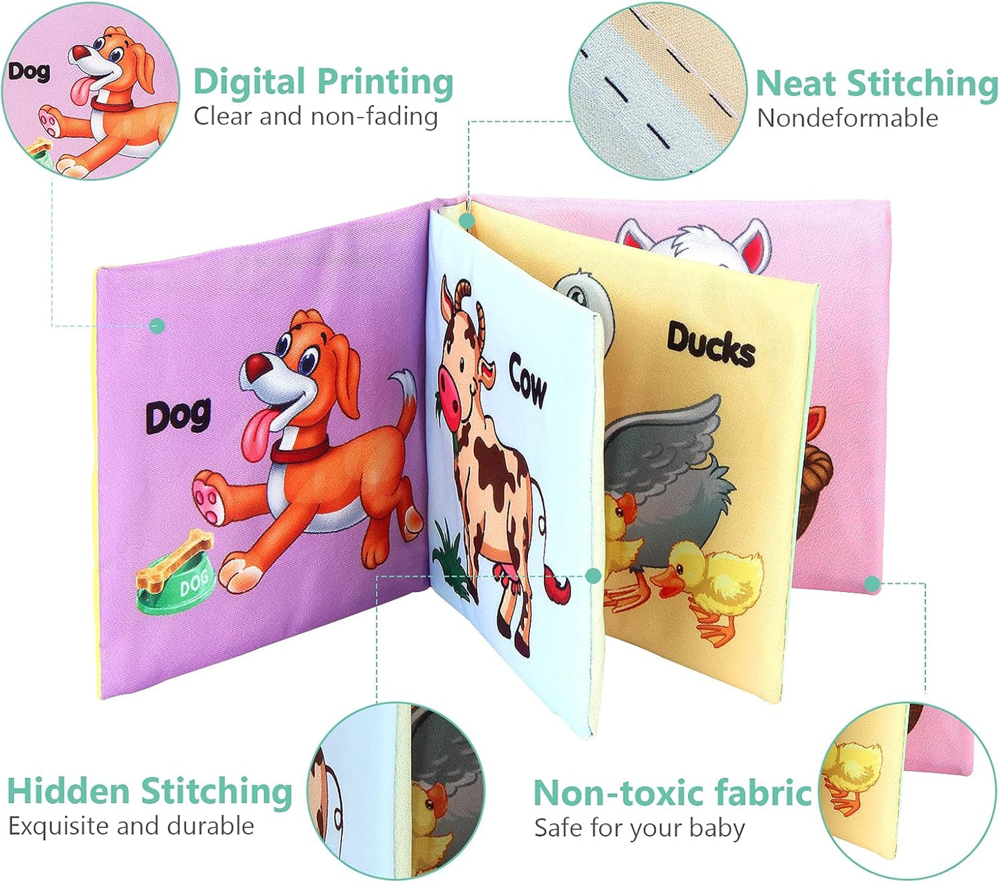 Baby Books, Soft Baby Book,Cloth Baby Books,Baby Books 0-6 Months, Cloth Baby Books,Infant Books,Soft Books for Babies,Best Baby Books, Pack of 6 Books for Baby,Size: 4x4 inch,Soft Baby Book