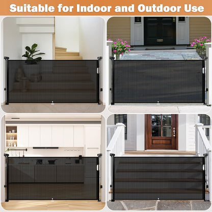 Retractable Baby Gates Dog Gate for Stairs, 55" Wide Mesh Baby Gate Pet Gate for The House, 34" Tall Child Safety Gates for Doorways, Hallways, Deck, Porch, Indoor, Outdoor
