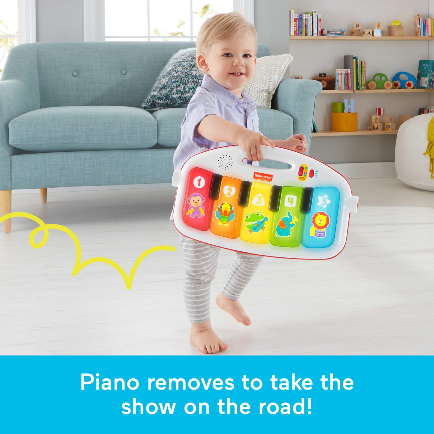 Fisher-Price Baby Playmat Deluxe Kick & Play Piano Gym for Learning & 2 Maracas Soft Rattles for
