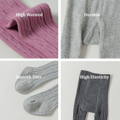 Marchare Baby Girls Tights Thick Solid Cable Knit Leggings Winter Warm Stockings For Toddler Girls 1/2/3/4/5 Pack