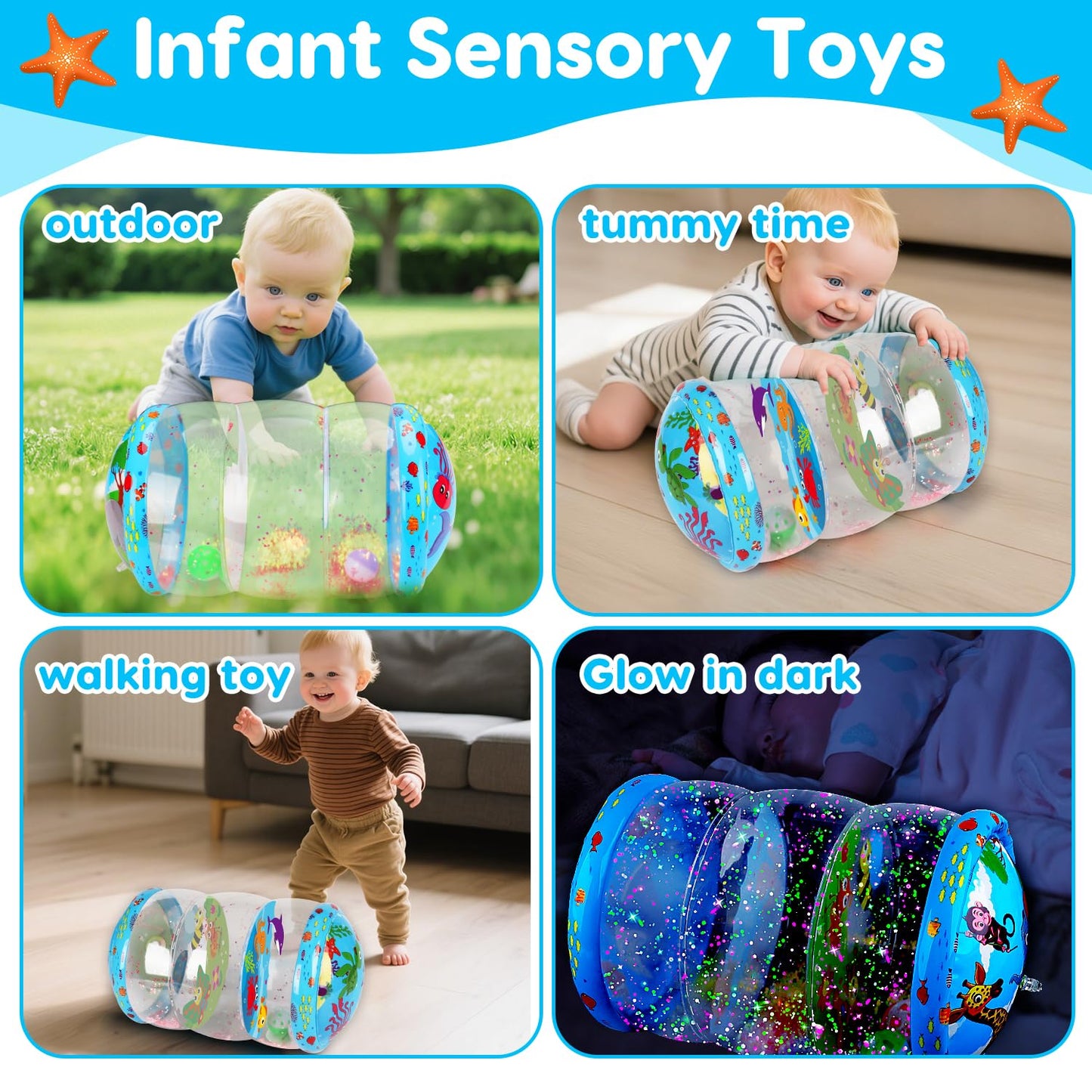 Crawling & Walking Baby Toys 6-12 Months Glowing Inflatable Rolling Toy