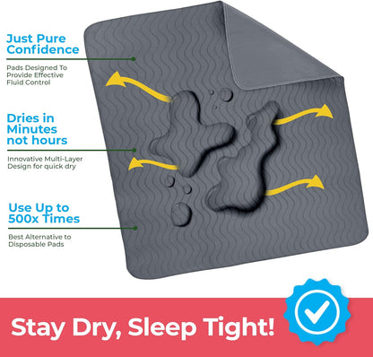 Utopia Bedding Washable Underpads 34" x 52" (Pack of 4), Waterproof Reusable Heavy Absorbency