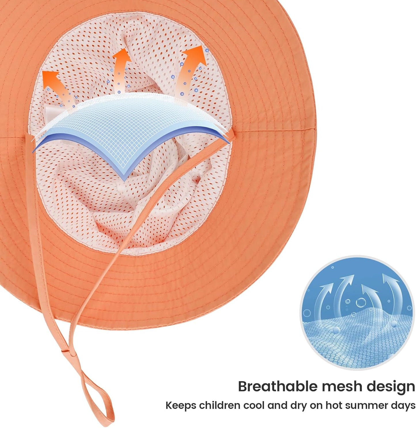 Baby Sun Hat 0-6 Years Toddler Boys Girls Adjustable Bucket Hats Kids Bucket Hats UPF 50+ Wide Brim Beach Swim Pool