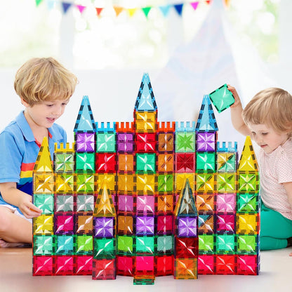 Magnet Tiles, 60PCS Magnetic Building Blocks, Magnetic Tiles, Square Building Castle, Preschool Toys, STEM Stacking Construction Toys for Boys Girls