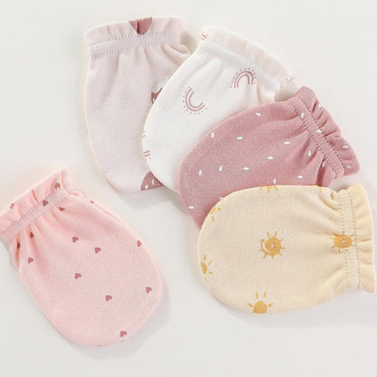 Baby Hat and Mittens Set Newborn Baby Hats Caps for Baby Boys Girls 0-6 Months 100% Cotton