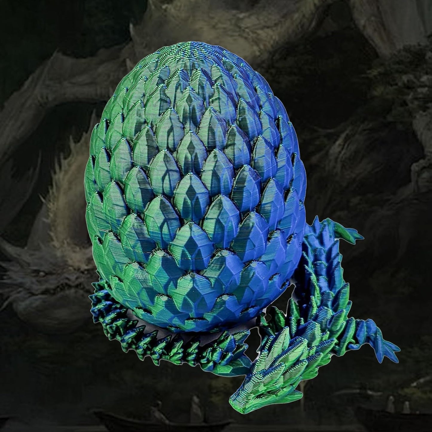 Easter Dragon Eggs 3D Printed Dragon Egg with Dragon Inside Articulated Crystal Dragon Fidget Toy Mystery Easter Suprise Home Office Decor Executive Desk Toys