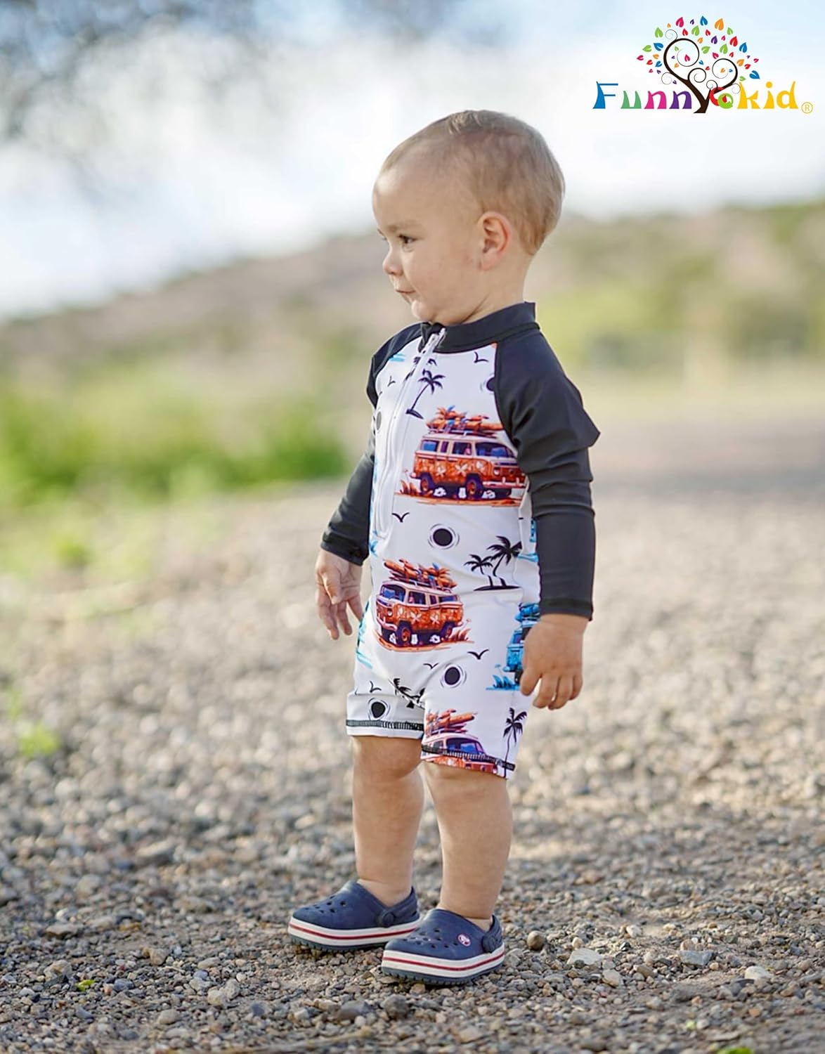 Funnycokid Baby Swimsuit Boy Toddler Bathing Suit Rash Guard UPF 50+ Swimwear 6 Months-4T