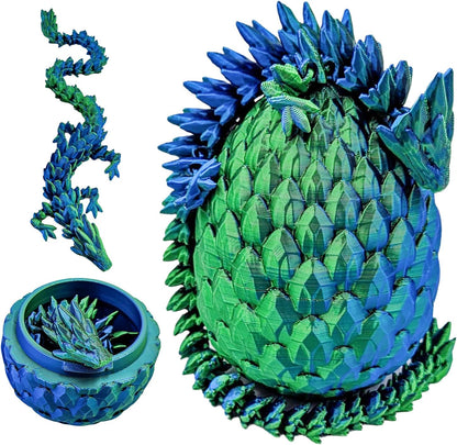 Easter Dragon Eggs 3D Printed Dragon Egg with Dragon Inside Articulated Crystal Dragon Fidget Toy Mystery Easter Suprise Home Office Decor Executive Desk Toys