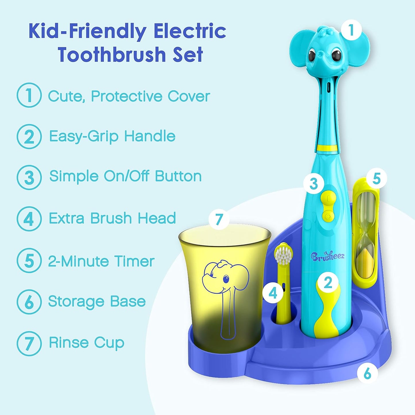 Brusheez Kids’ Electric Toothbrush Set - Safe & Effective for Ages 3+ - Parent Tested & Approved