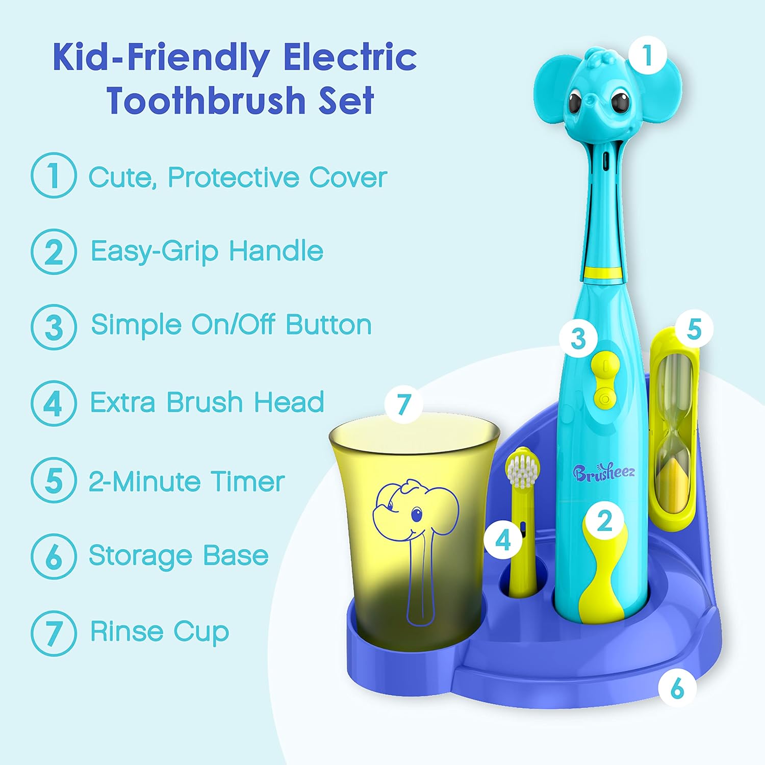 Brusheez Kids’ Electric Toothbrush Set - Safe & Effective for Ages 3+ - Parent Tested & Approved