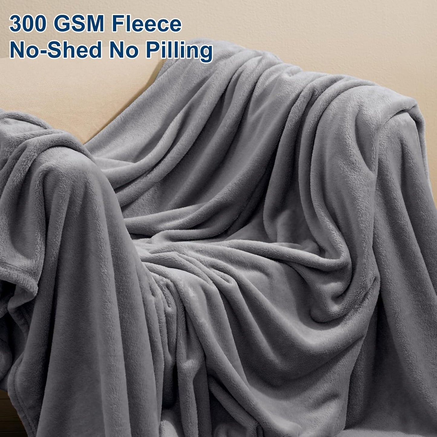 PHF Ultra Soft Fleece Blanket Twin Size, No Shed No Pilling Luxury Plush Cozy 300GSM Lightweight