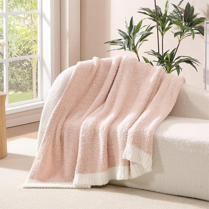 WRENSONGE Throw Blanket Cationic Dyeing Pink Soft Cozy Fluffy Warm Hand Made Weave Throw Blankets