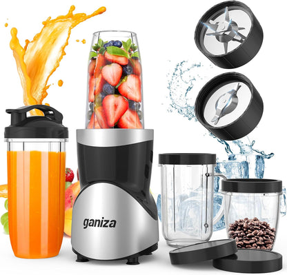 Ganiza Smoothie Blender, 900W Blenders for Shakes and Smoothies, 15-Piece Personal Blender and
