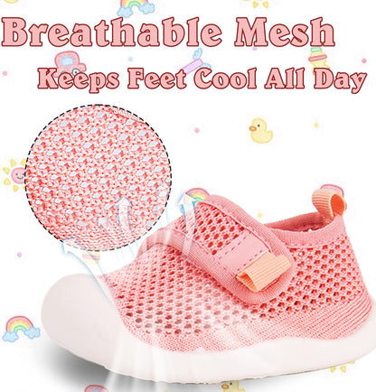 Baby First-Walking Shoes 1-4 Years Kid Shoes Trainers Toddler Infant Boys Girls Soft Sole Non Slip Cotton Canvas Mesh Breathable Lightweight TPR Material Slip-on Sneakers Outdoor