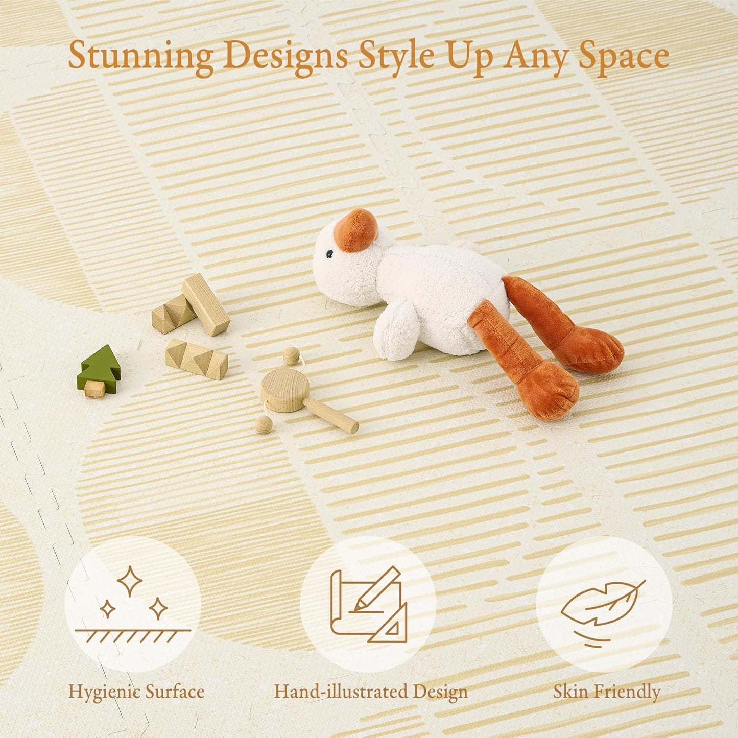 Super 1 Inch Thick Premium Quality Exercise & Baby Foam Play Mats - Expandable & Large Non-Toxic Odorless Floor Mat - 6 Tiles Spacious 6x4ft - Peel-Resistant - Ecru Linen