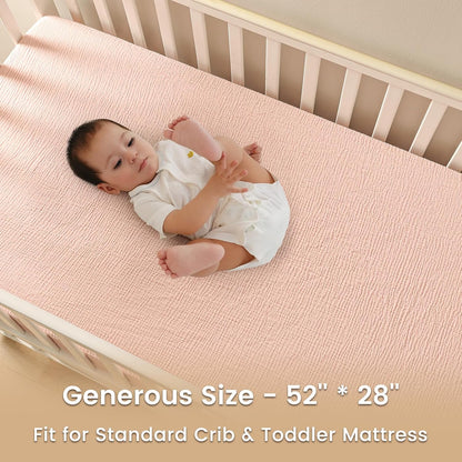 david's kids Muslin Crib Sheets for Boys Girls, 2 Pack 100% Cotton Soft Breathable Fitted Baby