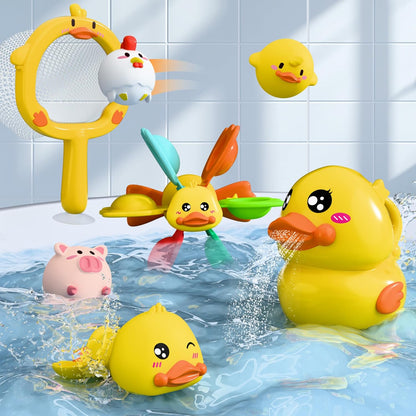 iPlay, iLearn Baby Duck Bath Toy, Toddler Bathtub Suction Water Spinner Gear, Kid Shower Fishing